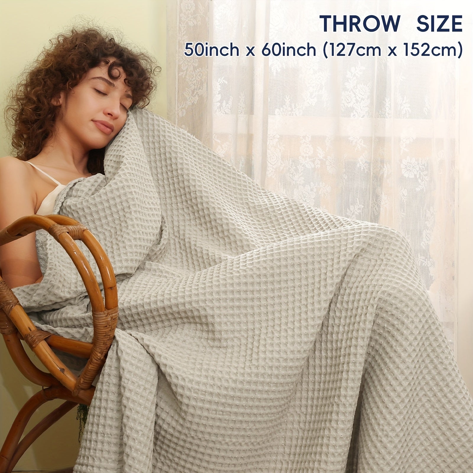 BREEZEWEAVE – All-Season Lightweight Waffle Blanket for Ultimate Comfort