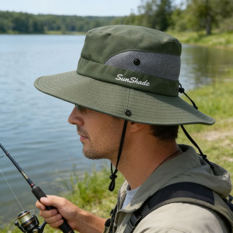 Breathable Mesh Outdoor Hat with Wide Brim for Sun Protection