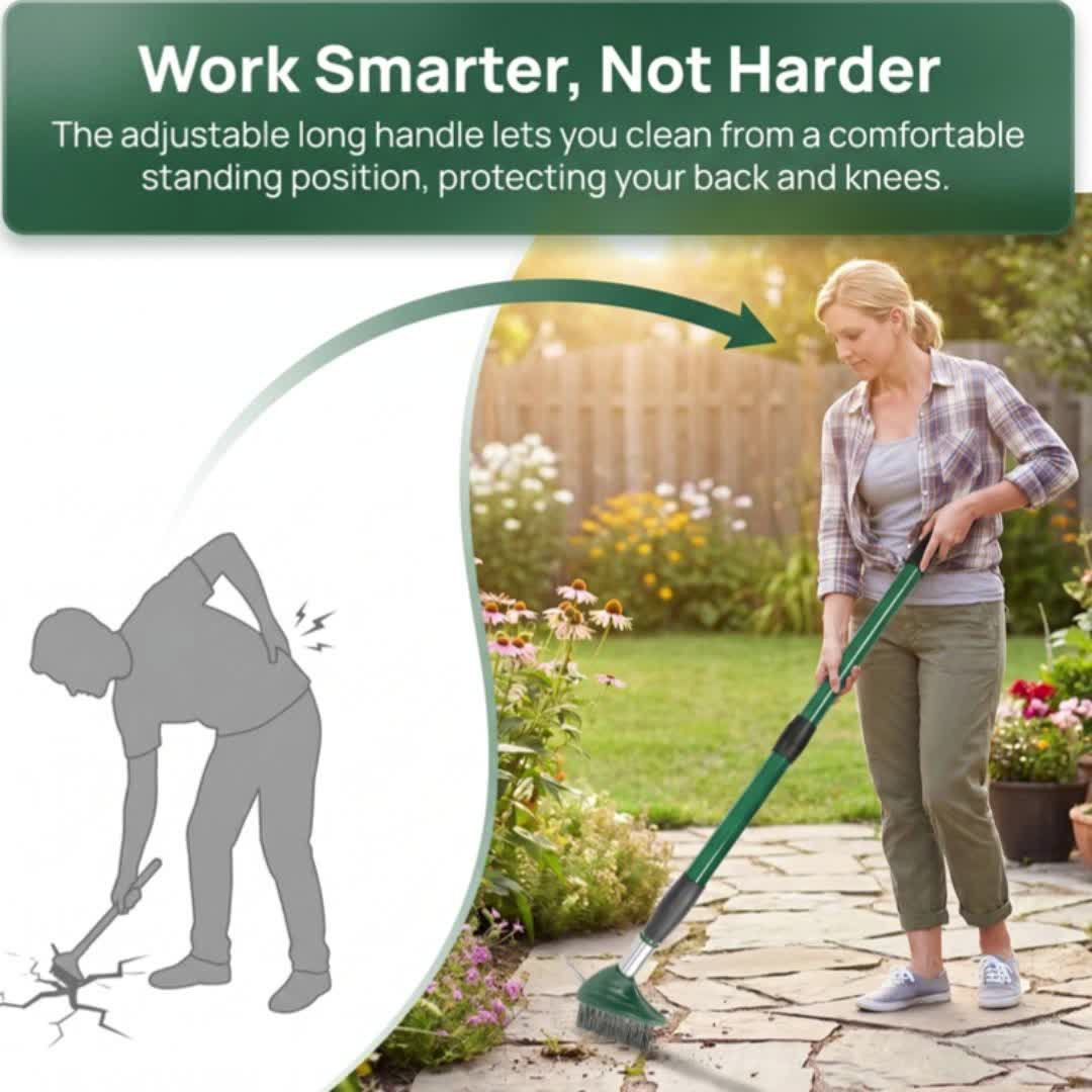 Telescopic 3-in-1 Wire Weeding Brush for Garden and Patio Cleanup