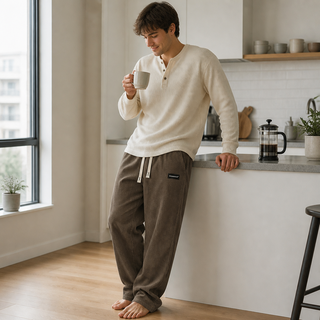 BlazeStride™ – Comfortable Straight-Leg Corduroy Trousers with Drawstring Waist