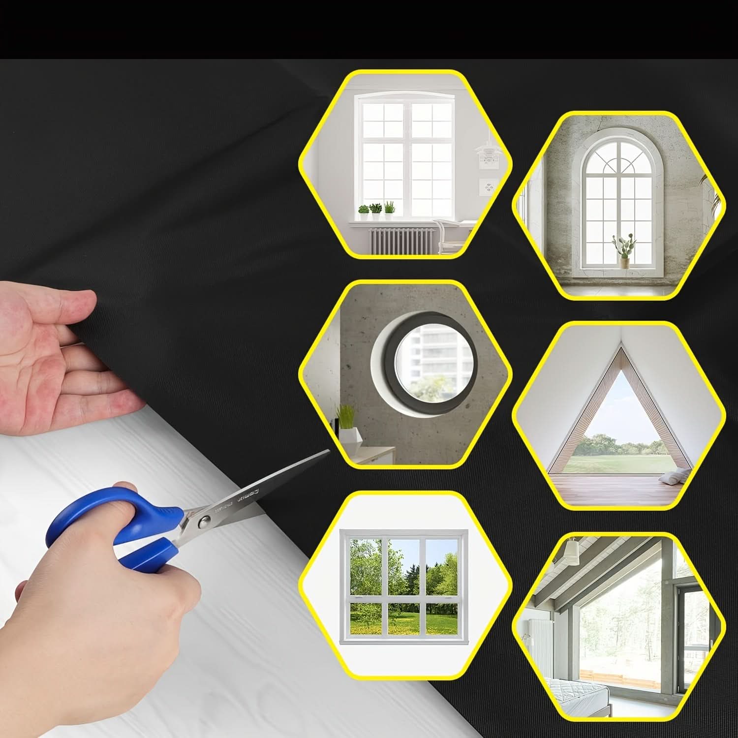 Blackout Curtains for Home and Office Use – No Drill, Black