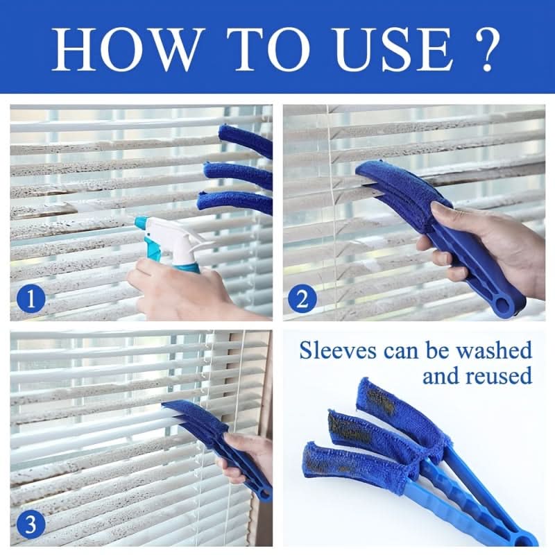 Reusable Cleaning Brush for Windows and Blinds with Removable Head