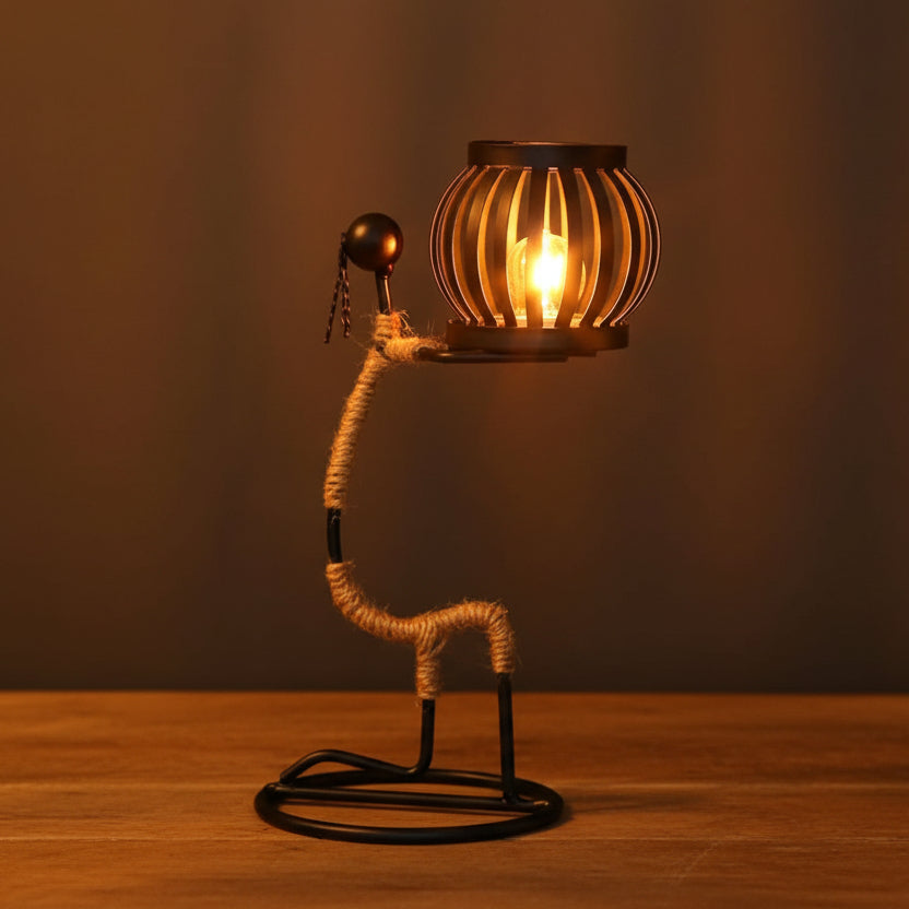 Abstract Metal Candle Holder Sculpture in Modern Design