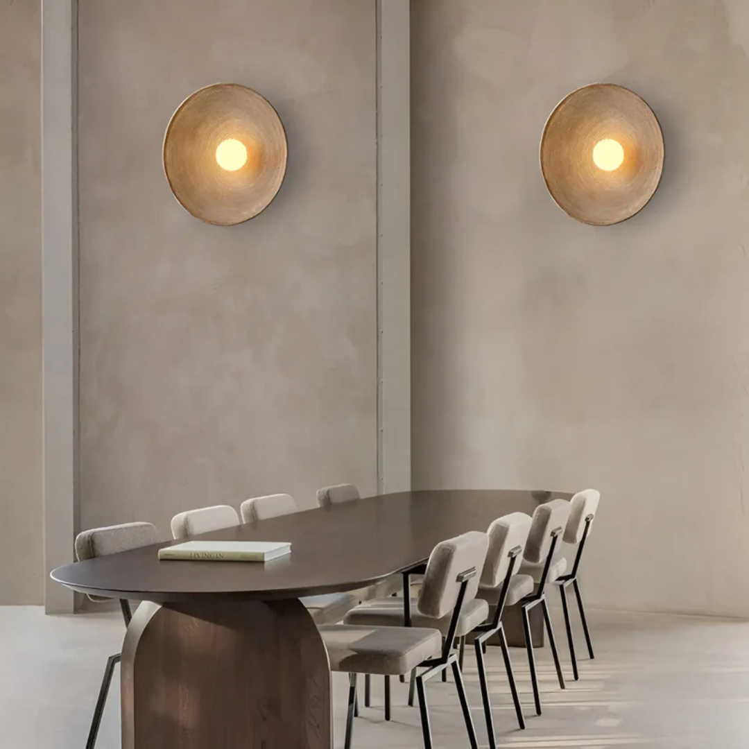 Round Wall Lamp Made from Glass & Resin – Wabi-Sabi Style, Tri-Color Palette