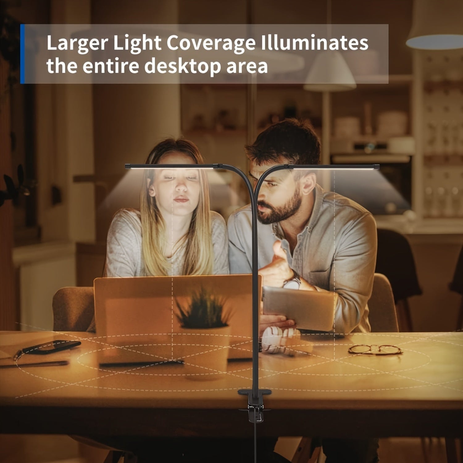 BrightBeam - Dual-Head Clip-On LED Desk Light