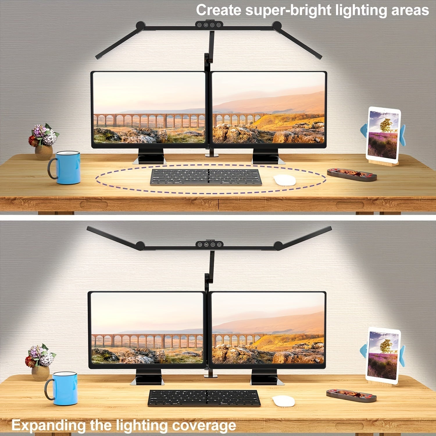 Tri-Head Adjustable LED Desk Light with Gesture Control