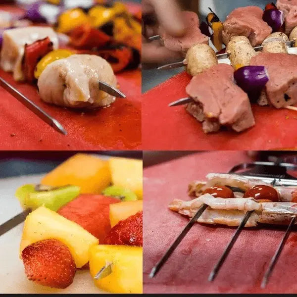Stainless Steel BBQ Skewer | Dual-Tine Style | Slide Scraper for Simple Cleaning | SpießPro