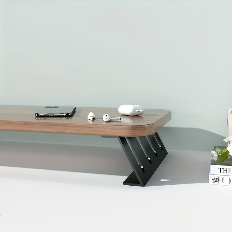 ElevateEase - Compact Wooden Monitor Stand for Home Office & Laptops