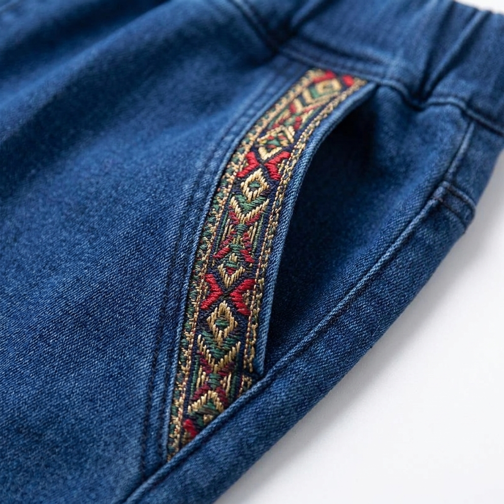 LuxeStride™ – Stretchy Pull-On Jeans with Embroidered Pocket Detailing