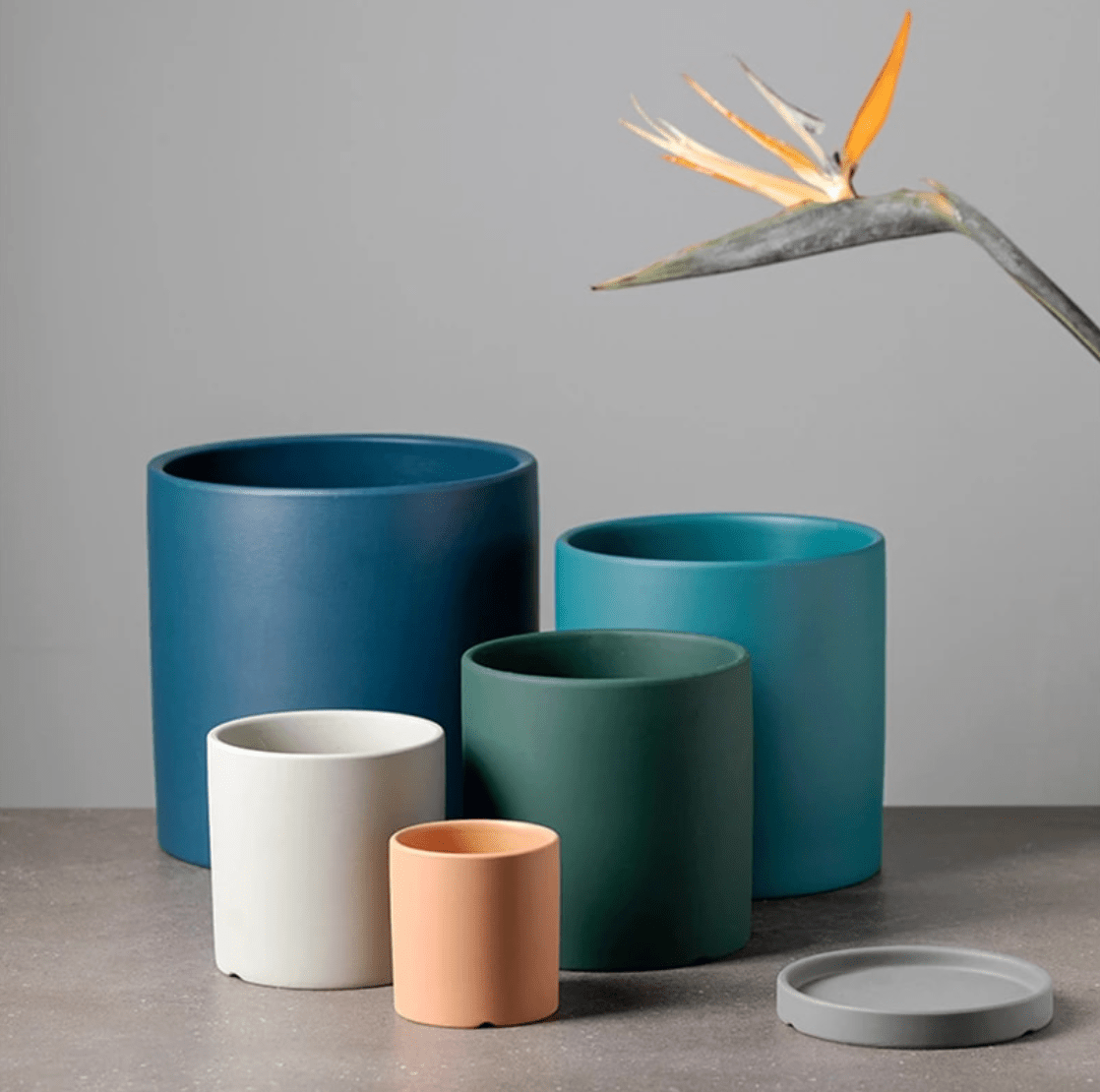 Flower Planter | Matte Texture | Features Drainage Hole and Saucer | Nordic Style Pot