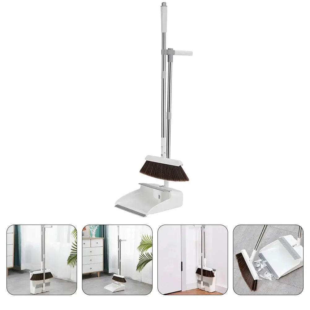 Broom with Dustpan Set | Upright Sweeping, No Bending | Comb-Edged | CleanStand