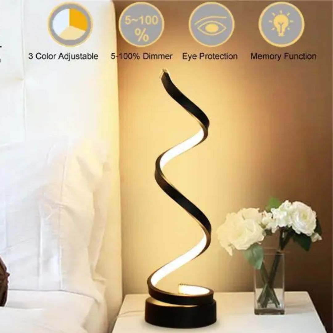 Spiral LED Table Lamp – Touch-Activated Adjustable Brightness