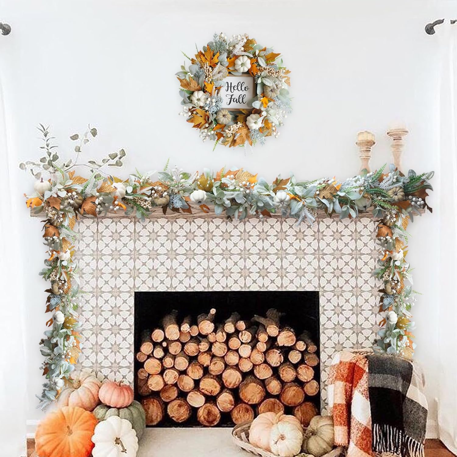 AmberMist™ Harvest Wreath — Ignite Cozy Fall Magic That Lasts All Season