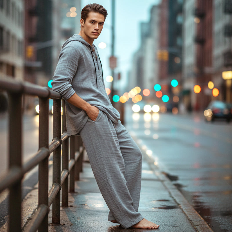 Drakescape™ – Laid-Back Hooded Linen-Blend Two-Piece Set