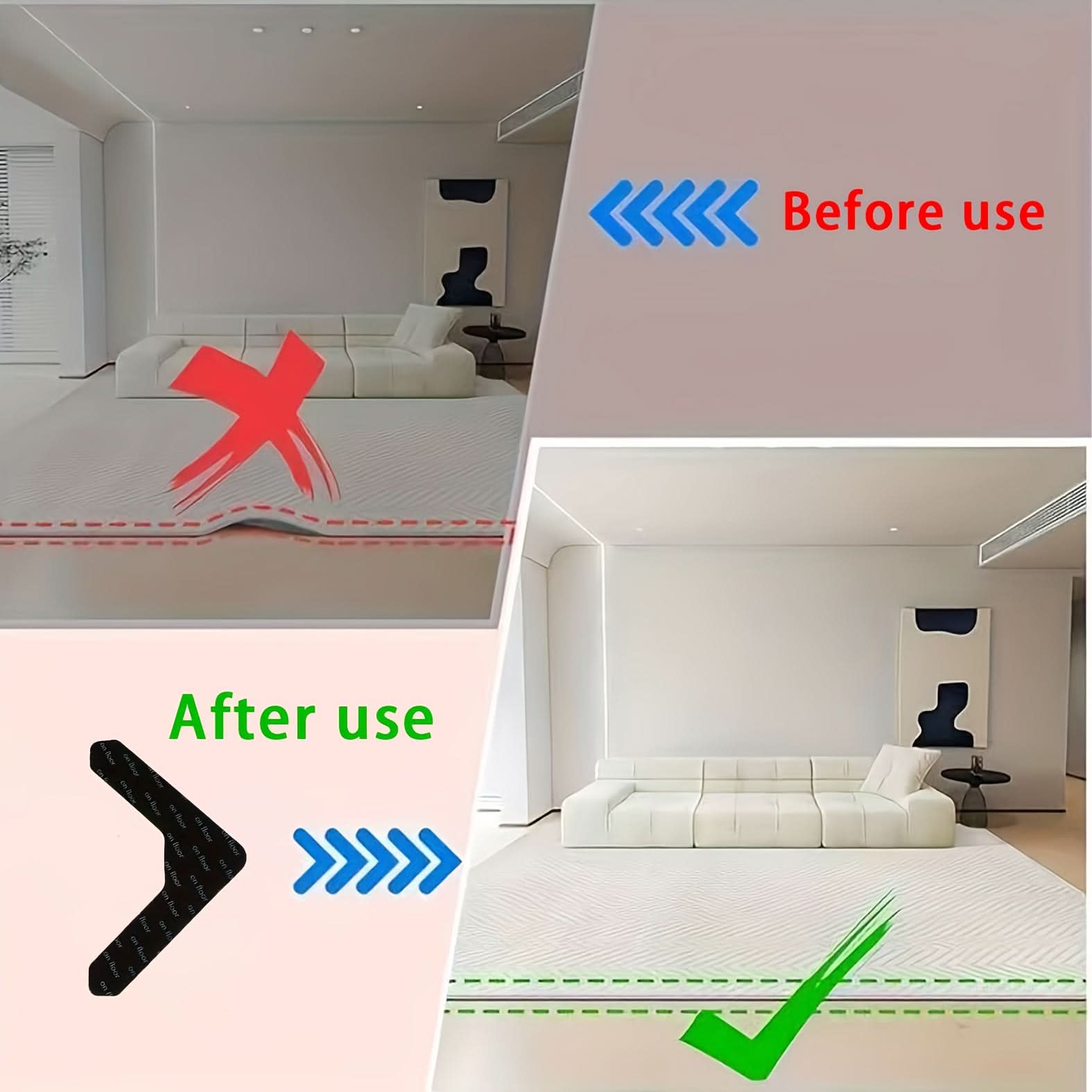 Non-Slip Carpet Adhesive Stickers – Reusable and Safe for Home or Office