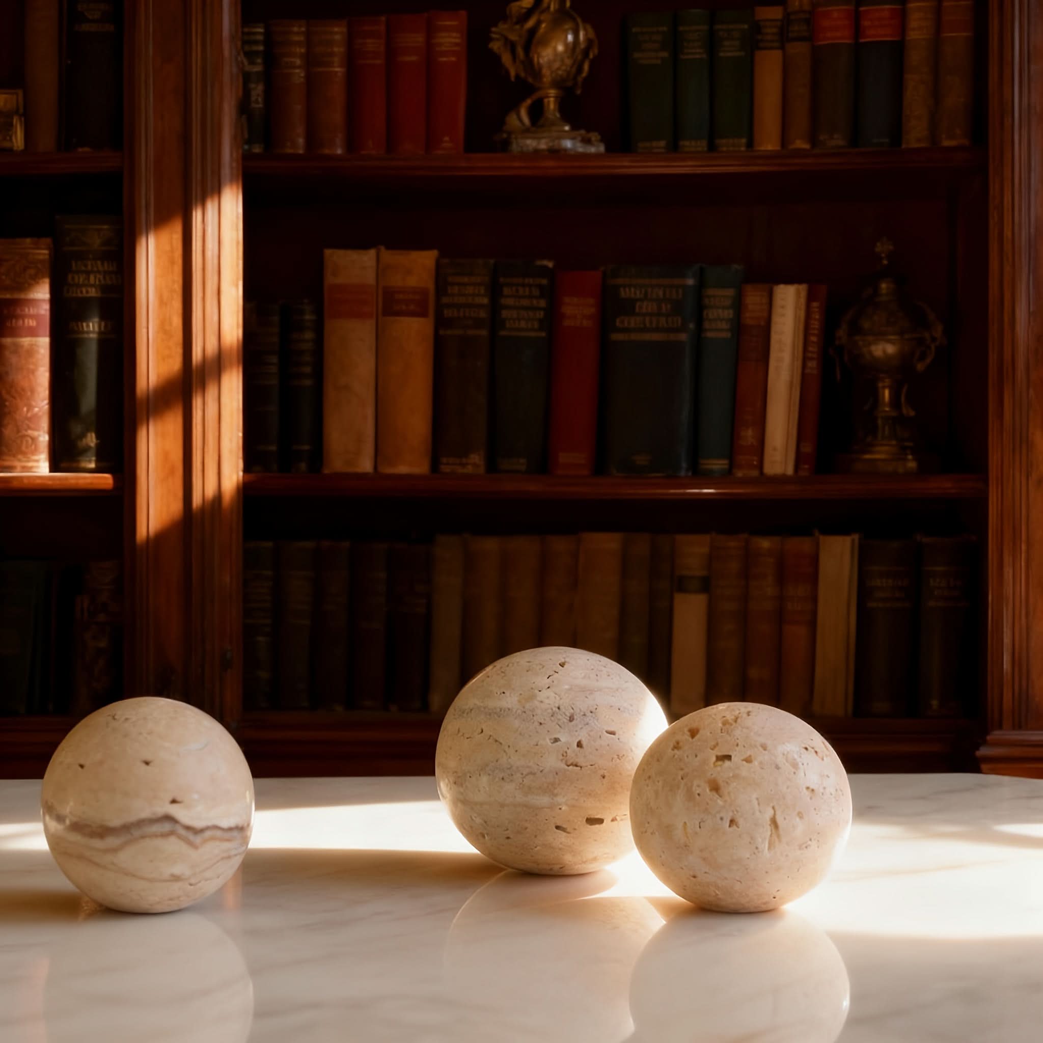 Handcrafted Travertine Marble Sphere Decorative Piece