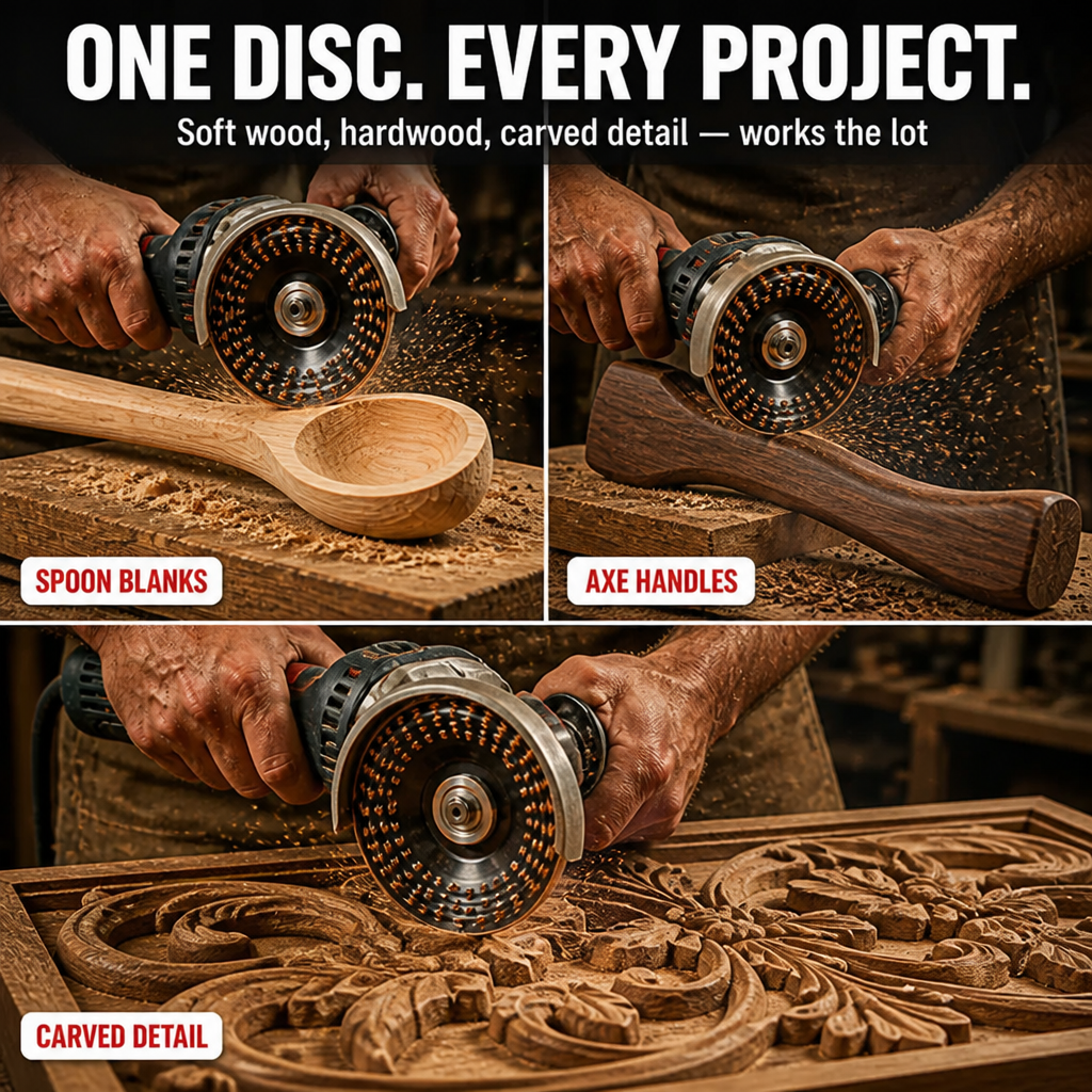 Glidara™ — Sculpt, Slice & Polish Hardwood Fast Using Any 125mm Angle Grinder