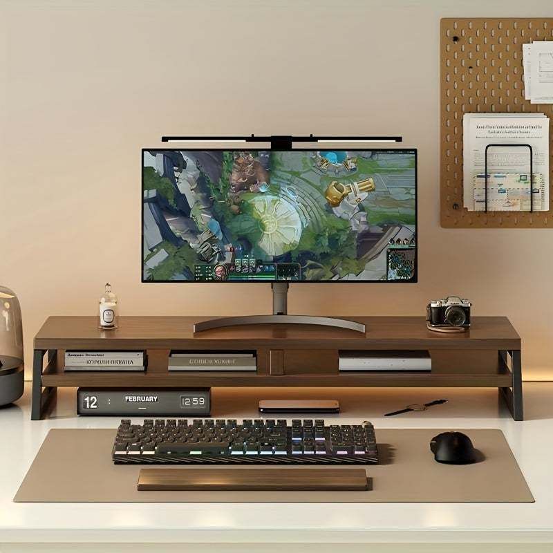 ElevatePro - Stylish Wooden Monitor Stand with Storage Solutions