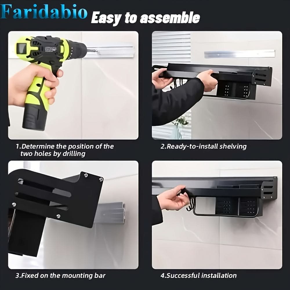 Wall-Mounted Kitchen Storage Rack for Organizing Utensils