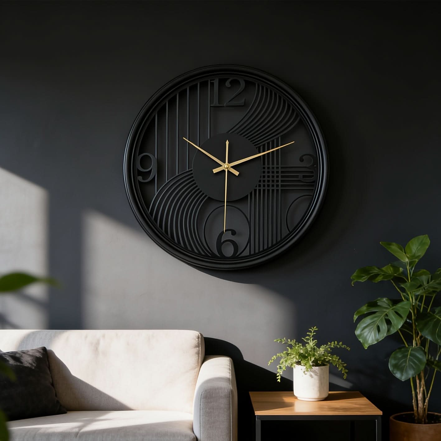 40cm Silent Iron Wall Clock in Gold for Contemporary Home Decoration