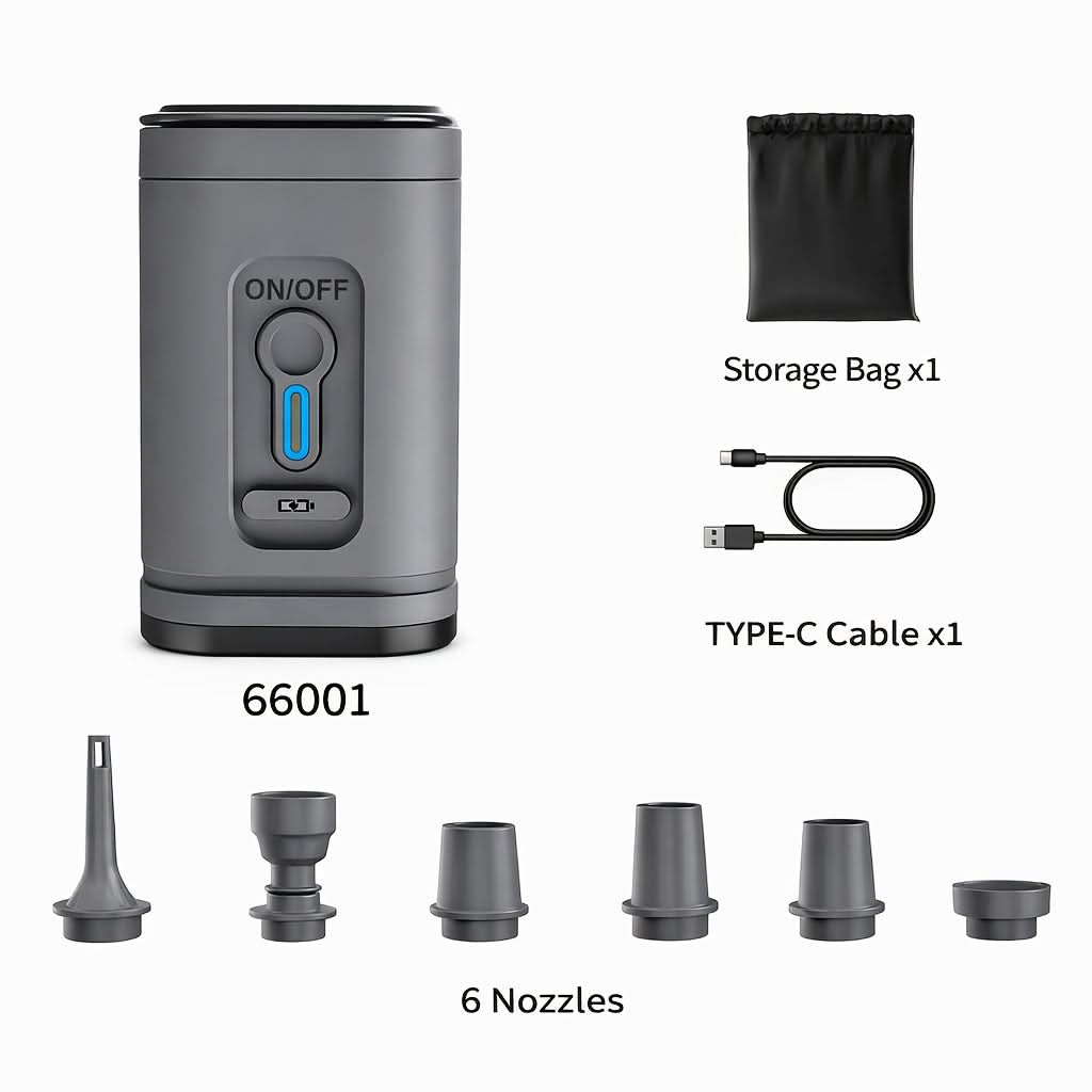 Compact Rechargeable Air Pump with Integrated LED Light