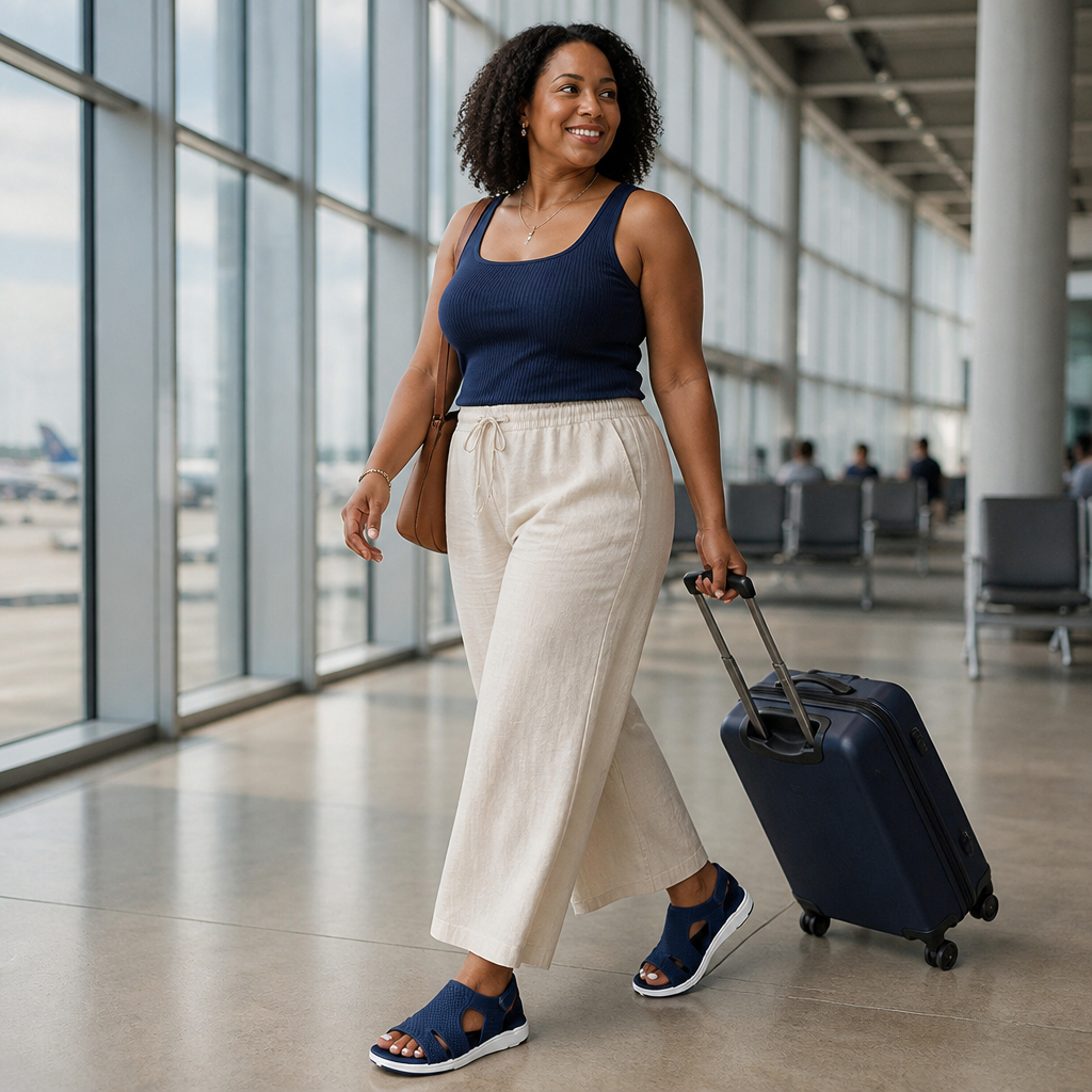 AeroLuxe™ – Padded Mesh Slingback Sandals with Velcro Closure