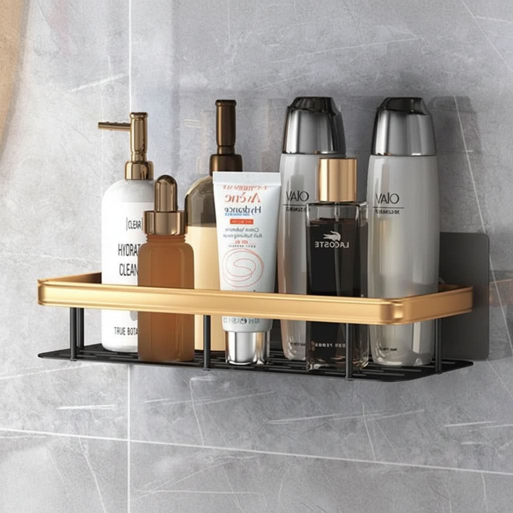 Aluminum Wall-Mounted Shelf Organizer for Bathroom Storage