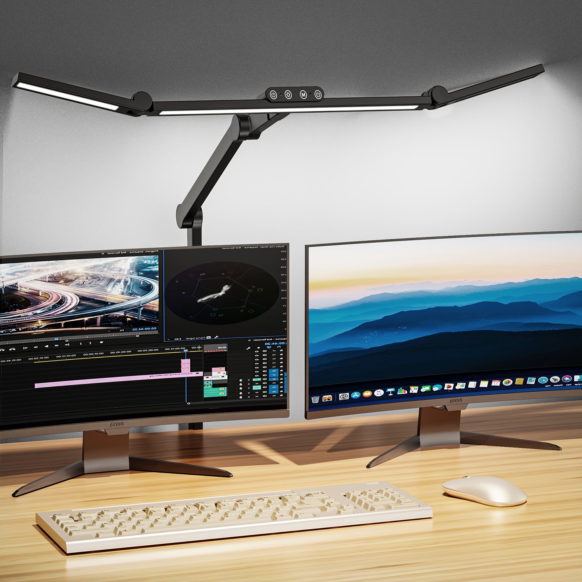 Tri-Head Adjustable LED Desk Light with Gesture Control