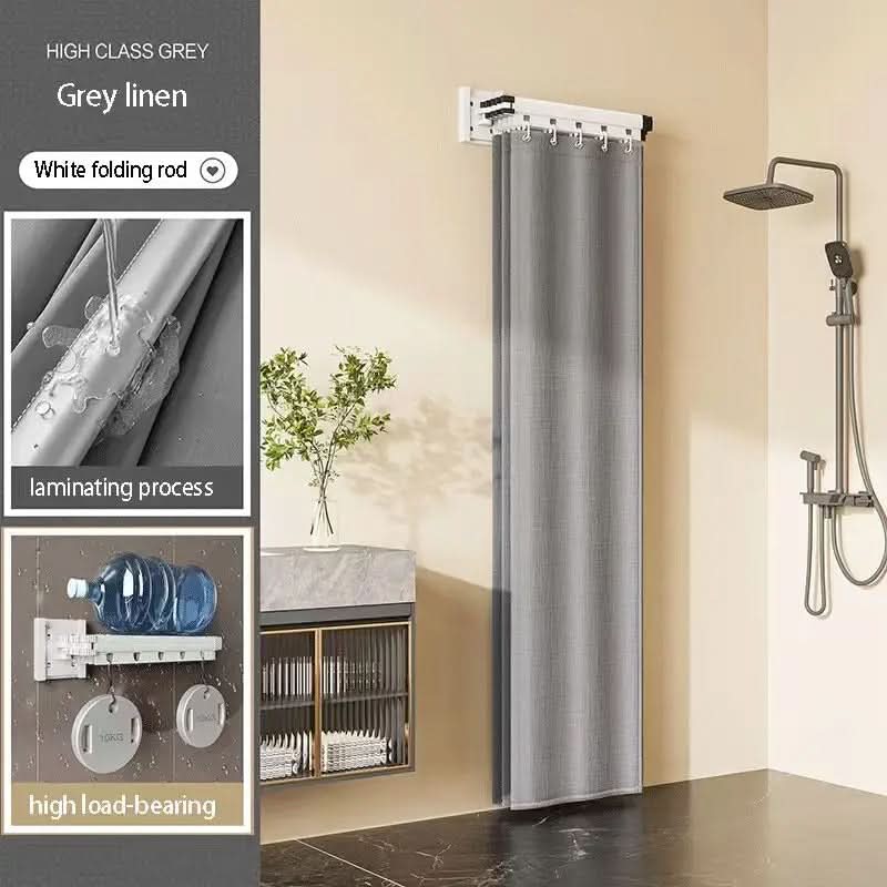 Foldable Shower Curtain Rod Divider Set
