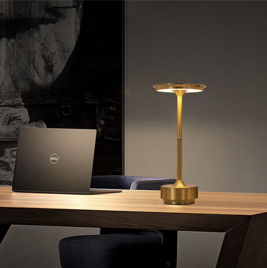 Wireless LED Desk Lamp with Touch Dimmer – Aluminum Build, IP44 Rated