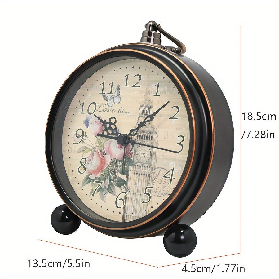 Classic European Metal Alarm Clock with Silent Operation