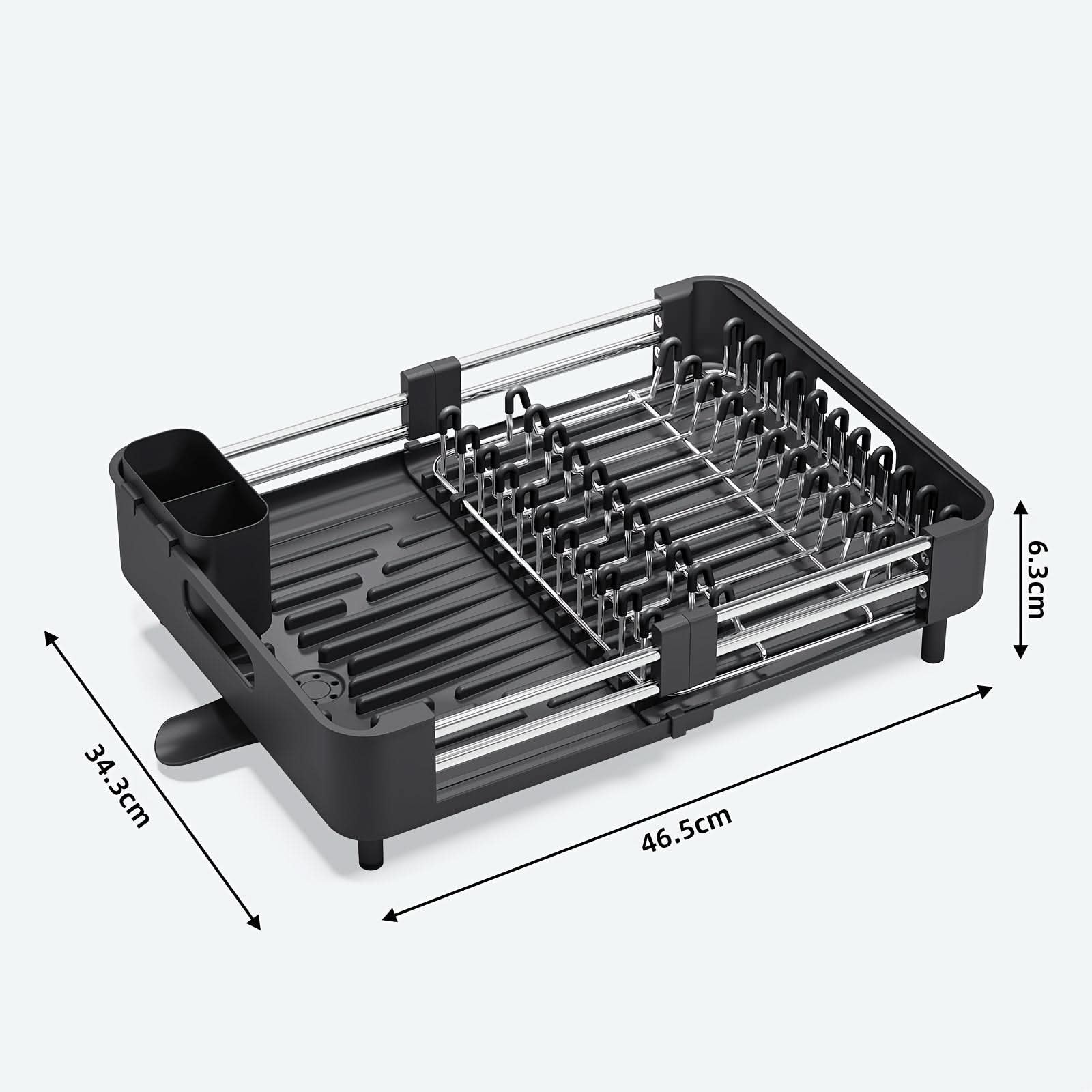 Expandable Dish Rack with Drainage Spout for Easy Drying