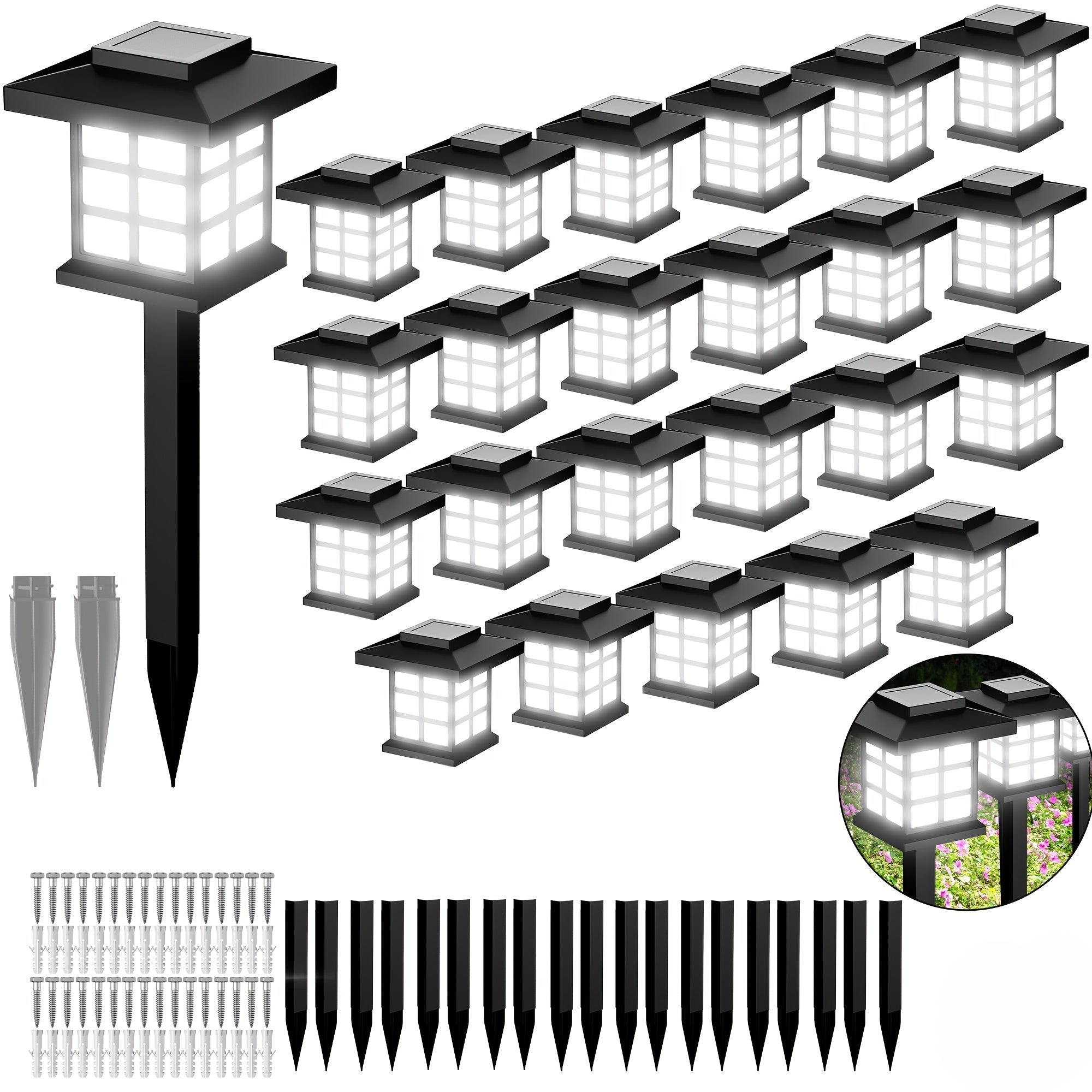 RadiantGlow - 24-Piece Multi-Hued Solar Garden Lighting Set