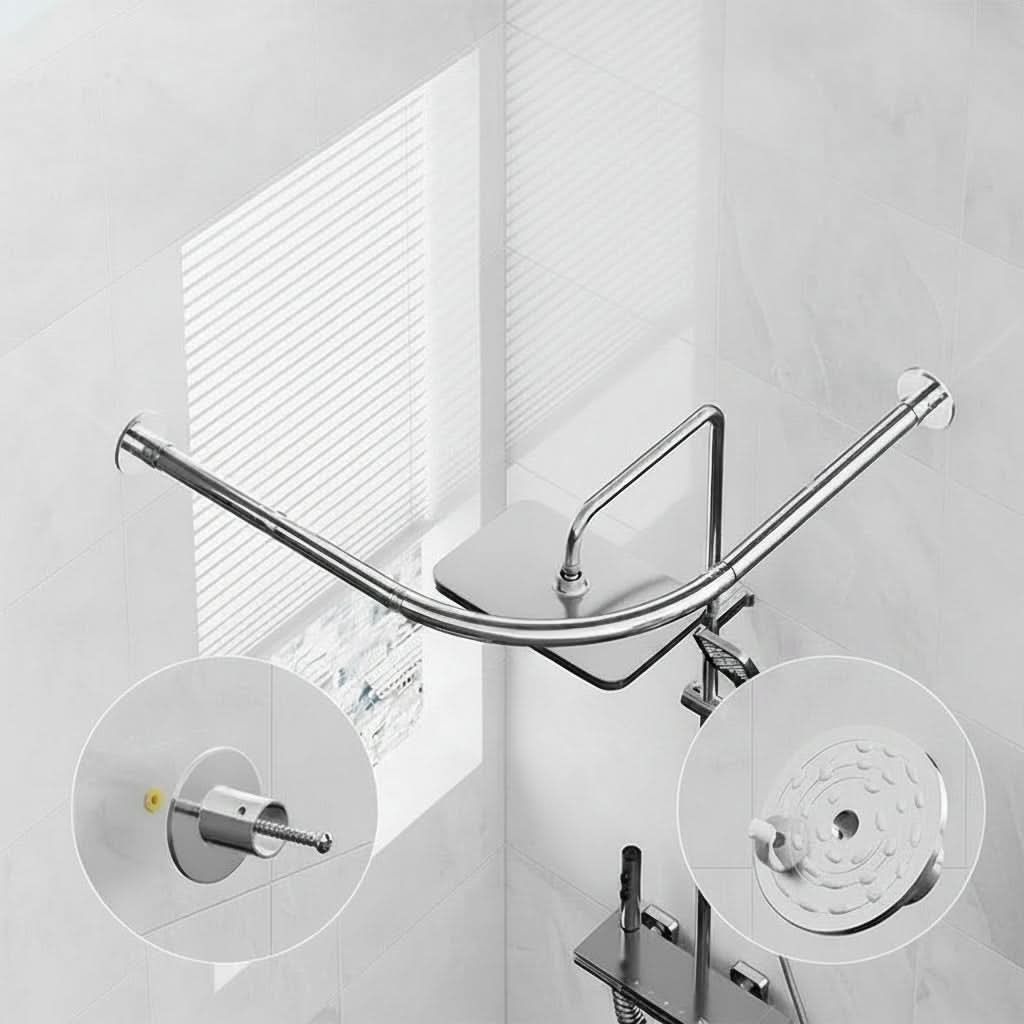 Telescoping L-Shaped Shower Curtain Rod