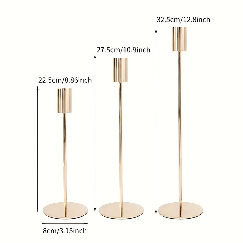 Gilded Elegance – Trio of Stunning Iron Candle Holders