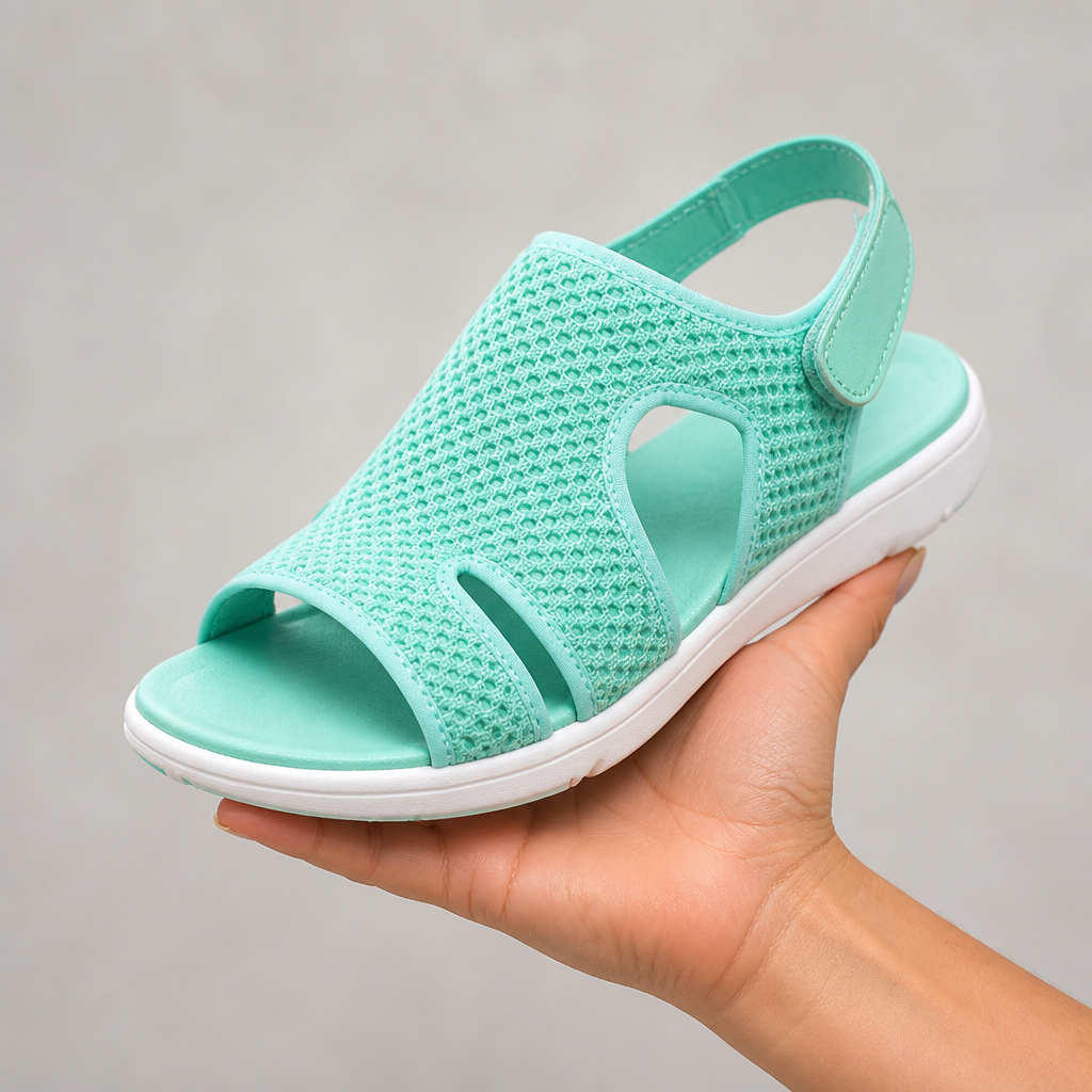 AeroLuxe™ – Padded Mesh Slingback Sandals with Velcro Closure
