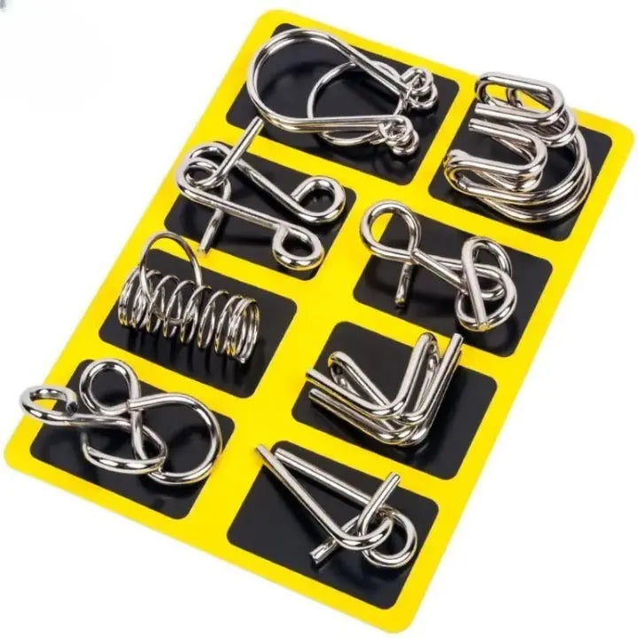 Interlocking Metal Puzzle Collection — Perfect for Christmas & Game Nights 8-Piece Set