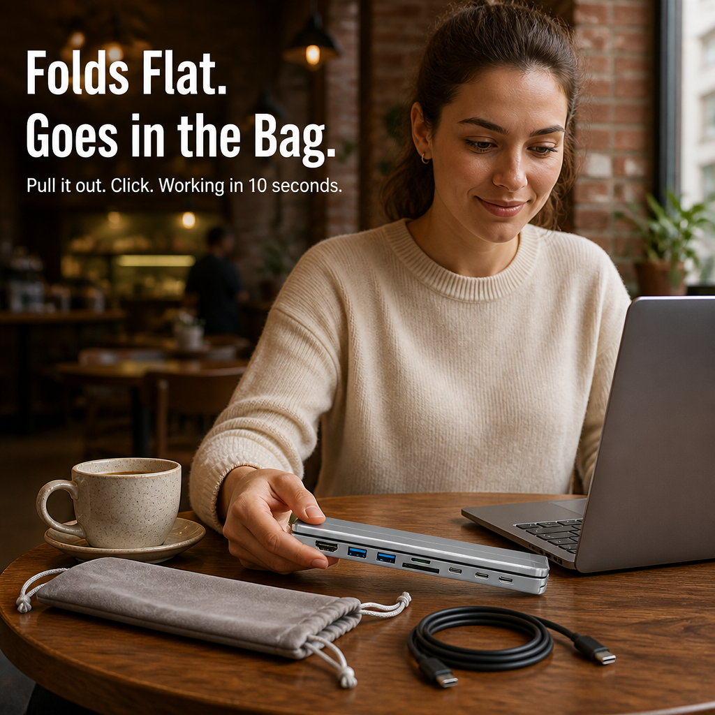 PowerPort Pro™ — Elevate Your Laptop, Charge 8 Devices, Fold Flat for Easy Carry