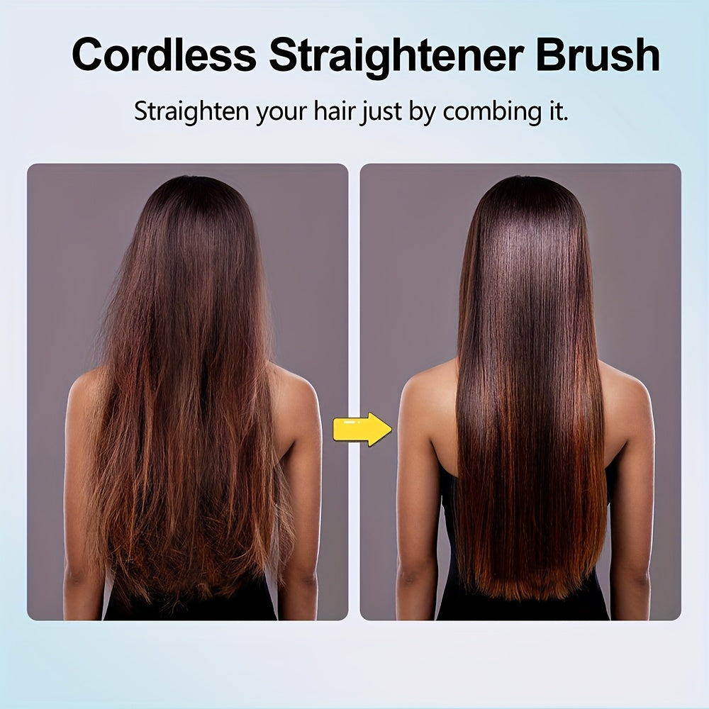 GlamWave - Portable Cordless Hair Straightening Brush with Fast Charge