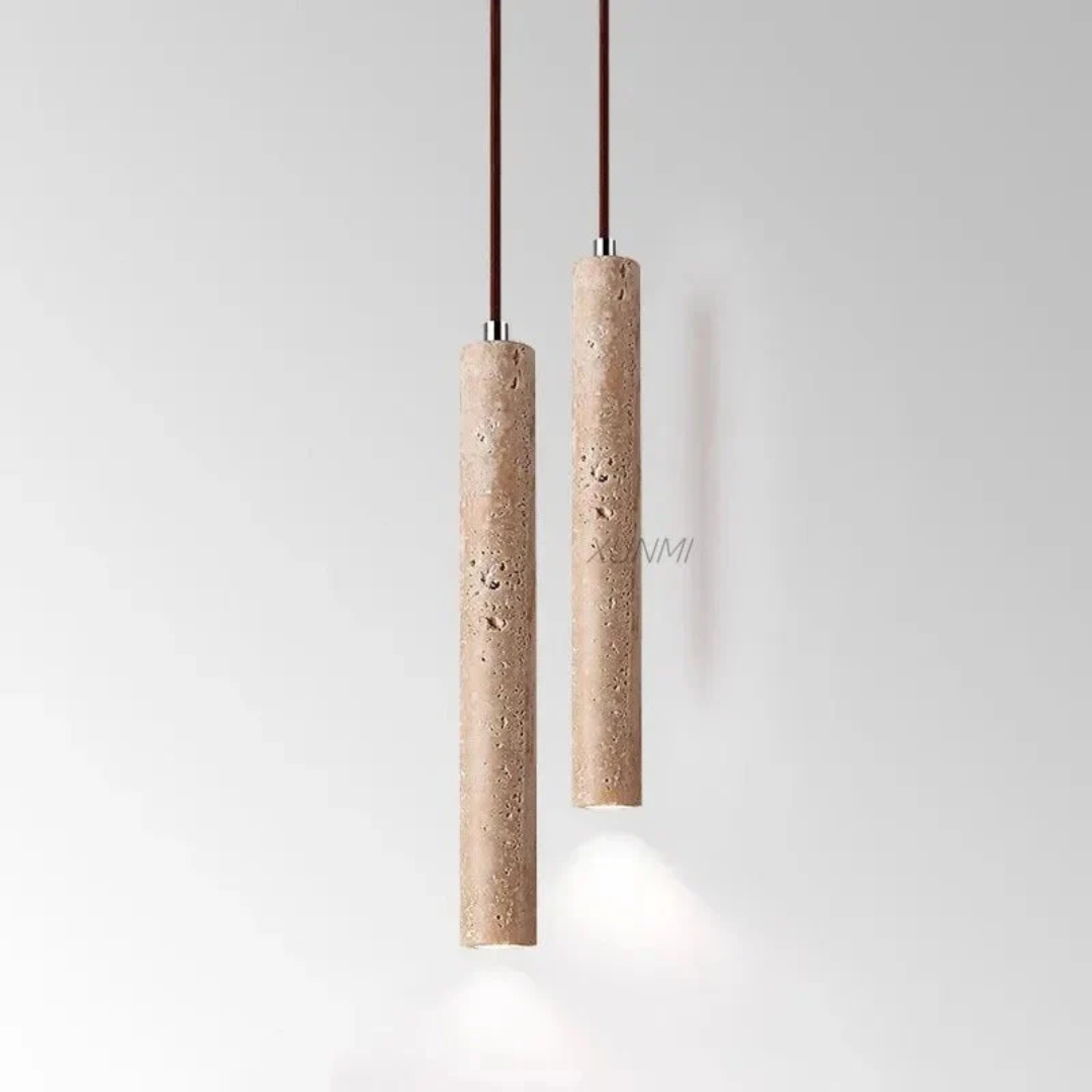 Travertine LED Hanging Light – Minimalist Wabi-Sabi Style, Warm White