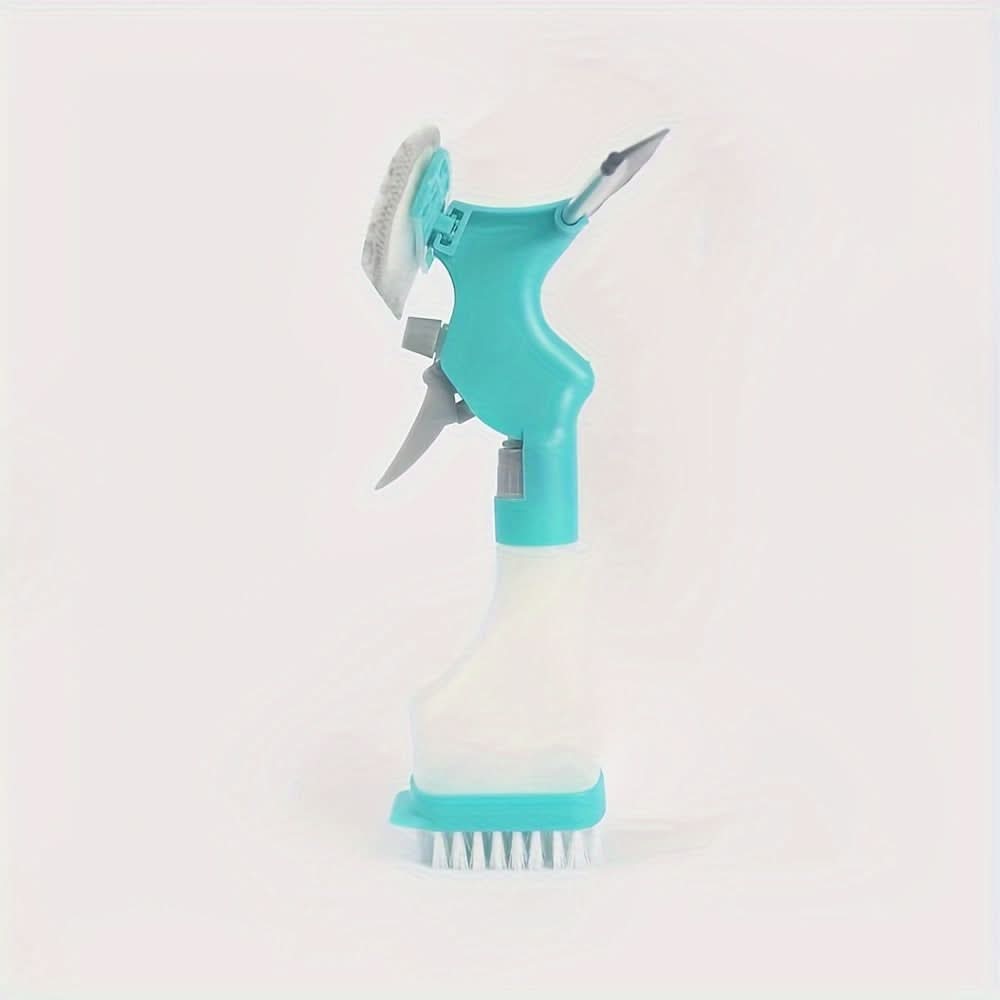 4-in-1 Glass Cleaner Brush with Spray, Scraper, and Scrubbing Tool