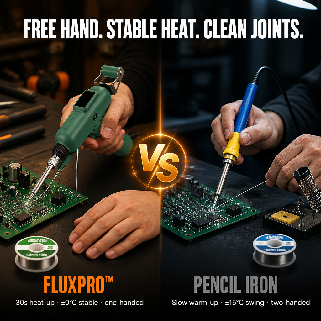 FluxPro™ — One-Handed Soldering in 30 Seconds with Auto-Feed Trigger