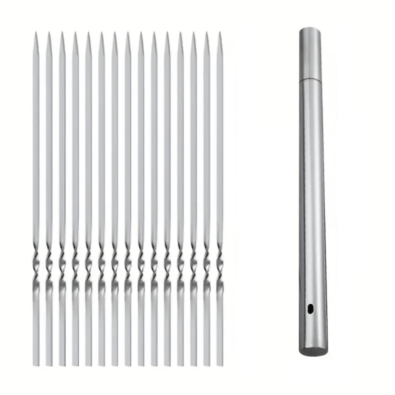 GrillMaster Pro – Premium Stainless Steel Skewers with Organizer Tube