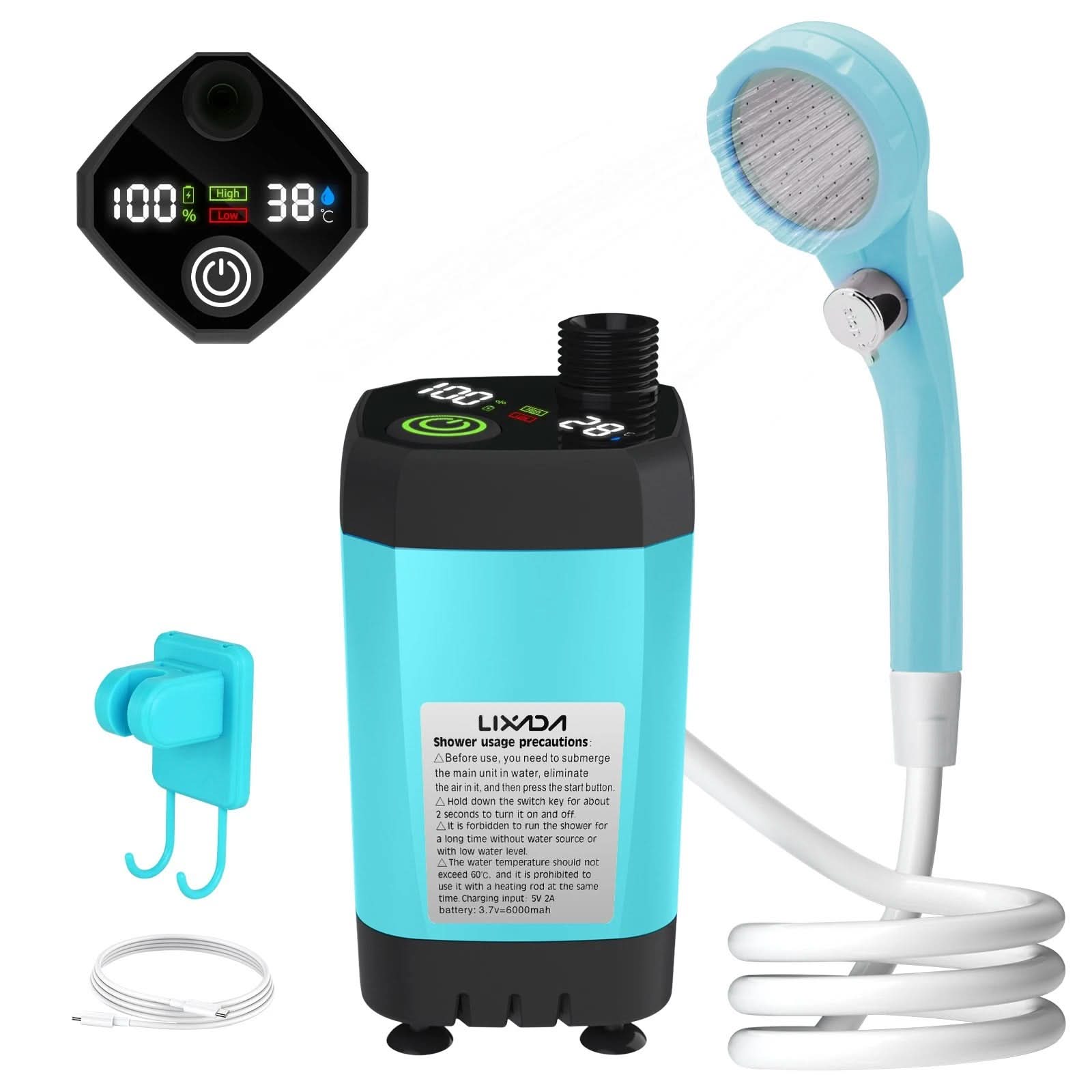 Portable Shower Pump for Camping with Digital Screen