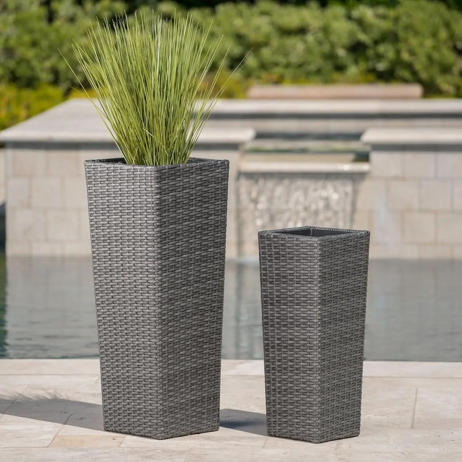 Outdoor Wicker Planter Set in Rattan Design
