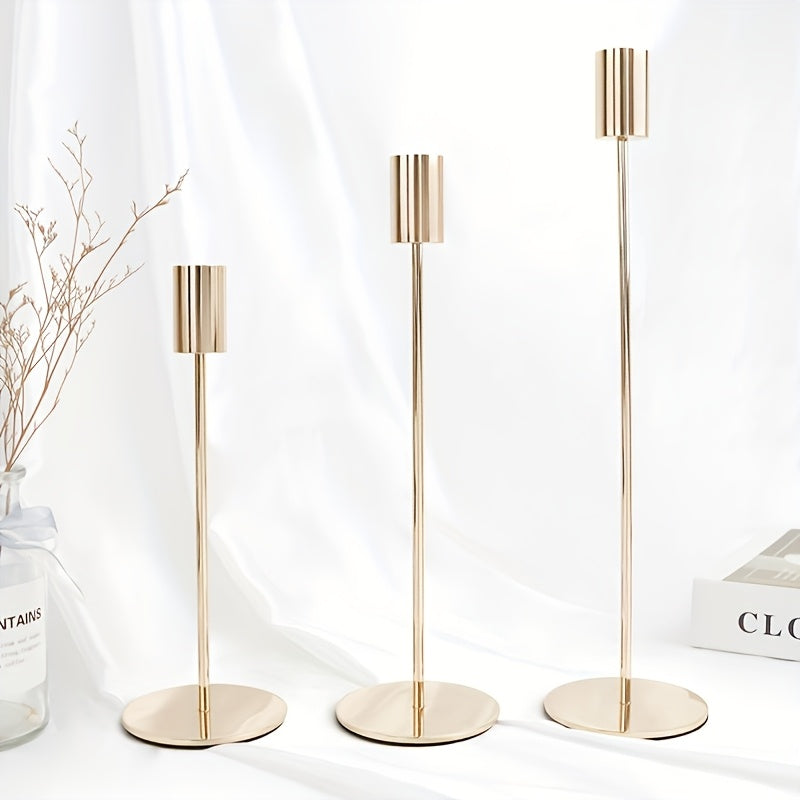 Gilded Elegance – Trio of Stunning Iron Candle Holders