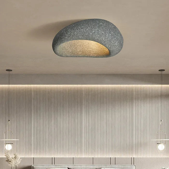 Wabi Sabi Ceiling Light – Soft Warm Radiance with Natural Stone Texture