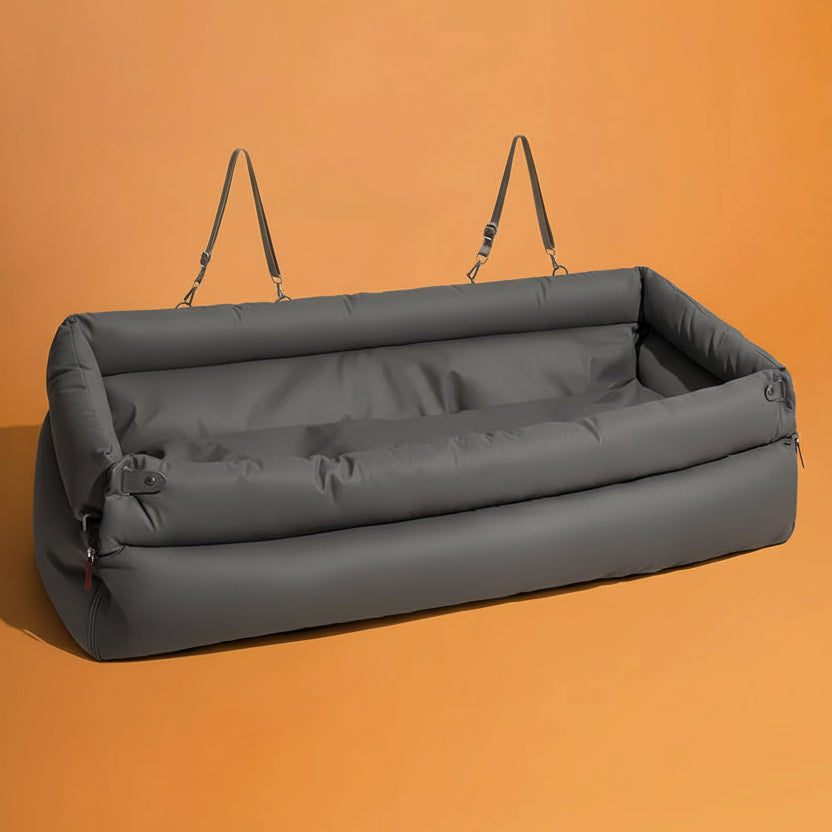 Luxurious Faux Leather Dog Car Seat Bed for Large Breeds