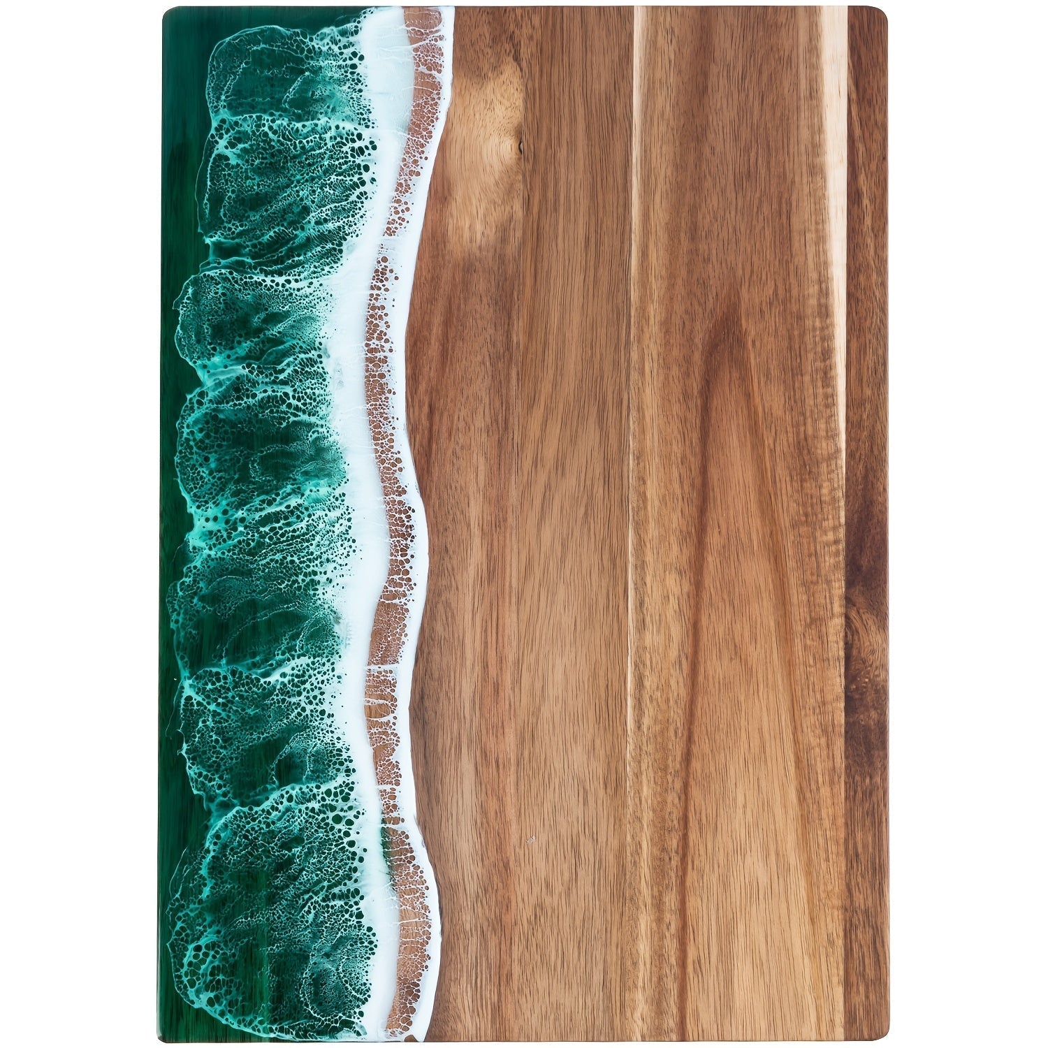Elegant Acacia Cutting Board with Wave-Inspired Resin Accent