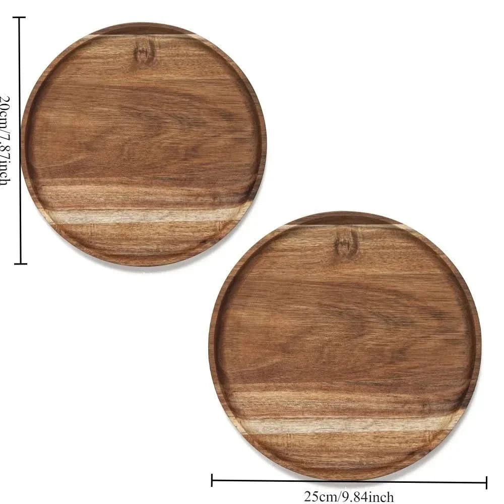 Stylish Dining Acacia Wood Tray – Reusable Round Design